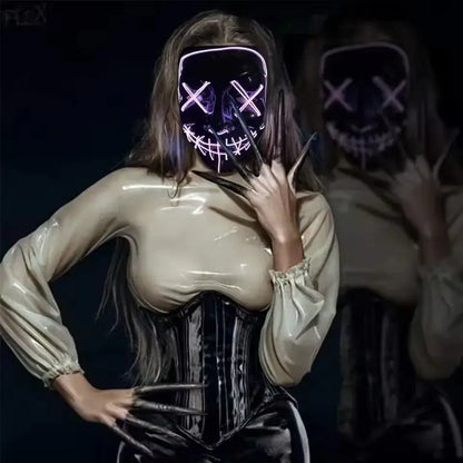 Poptrend Halloween Mask LED Light up Mask Scary mask for Festival Cosplay Halloween Costume Masquerade Parties Carnival Gift