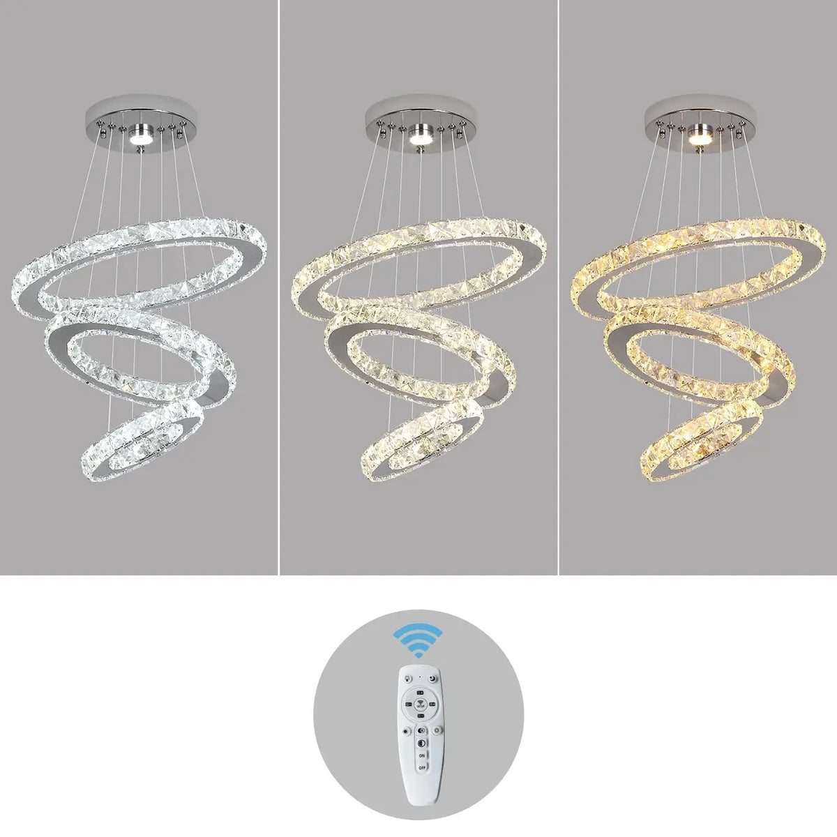GreeLustr Crystal Ring LED Pendant Light, 1 or 3 Rings