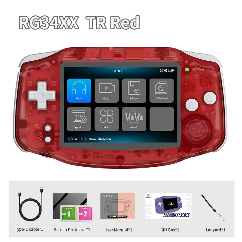 ANBERNIC RG34XX Retro Handheld Game Console 3.4&quot; IPS Screen Linux 64-bit Video Gaming Player Support WiFi Bluetooth HD TV Output