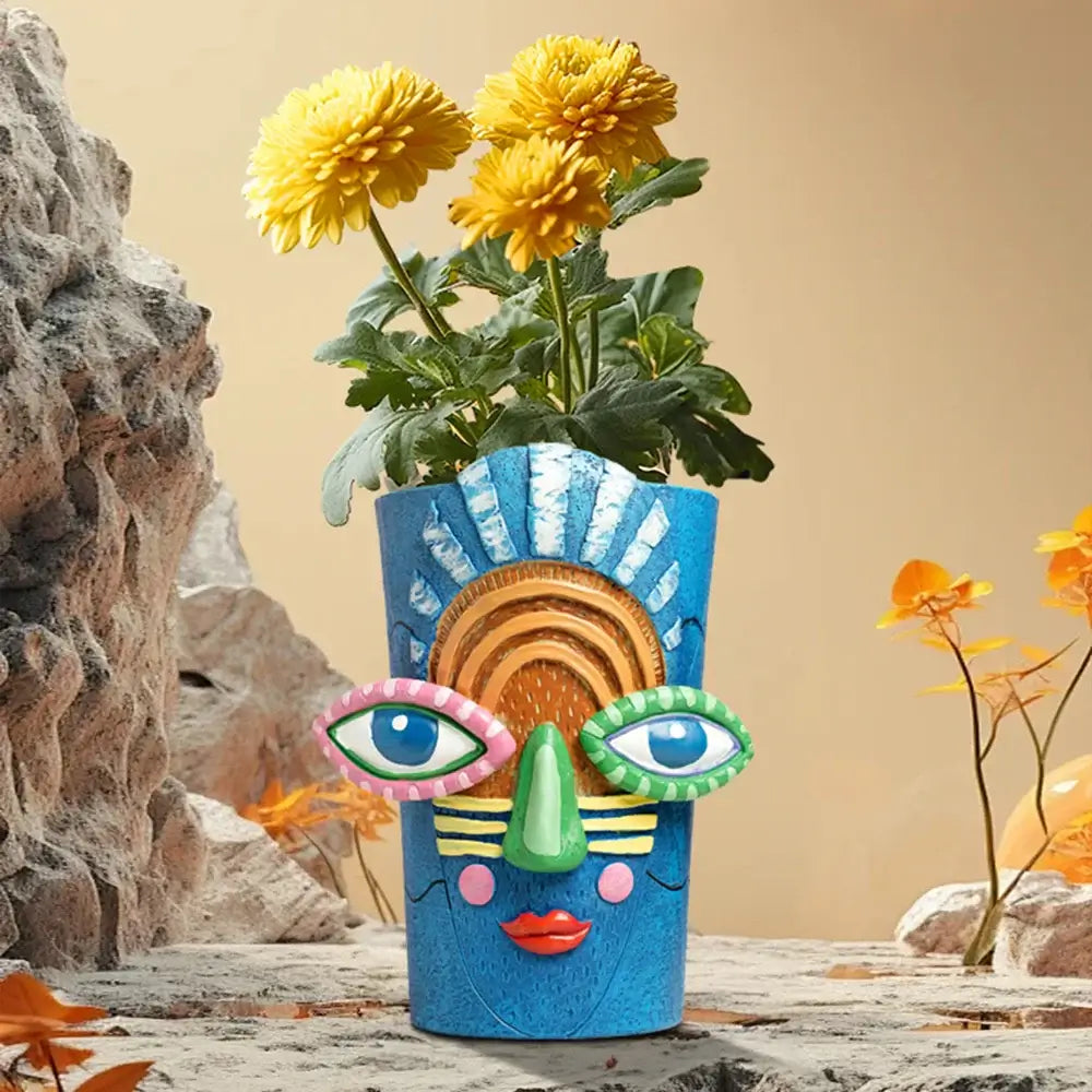 abstract face planter pot