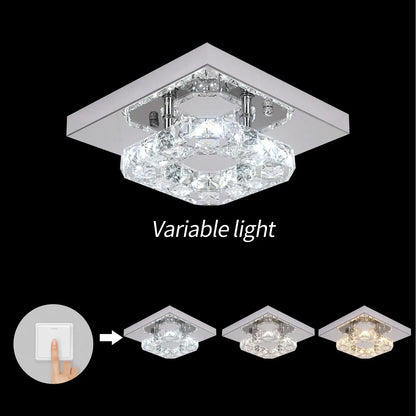 Square Crystal Raindrop LED Ceiling Chandelier