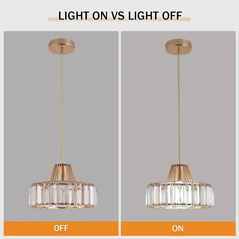 GreeLustr Modern Crystal Pendant Light, Black or Gold