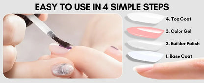Makartt Clear Builder Gel, Base &amp; Top Coat Set, 3 × 8 ml