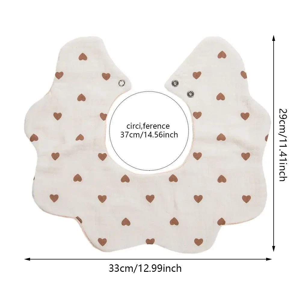 3Pcs/Lot Cute Bear Flower Print Baby Bibs Muslin Cotton Double Side Infant Boys Girls Feeding Burp Cloths Thicken Adjustable Bib
