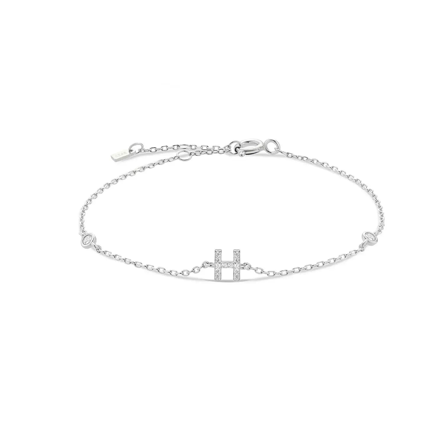 925 Sterling Silver Initial 26 Letters Alphabet Monogram Gold Name Bracelet Crystal CZ Zircon 2021 Fashionable Jewelry