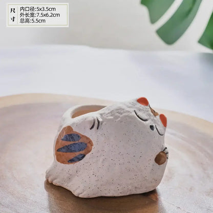 fortune cat succulent flower pot