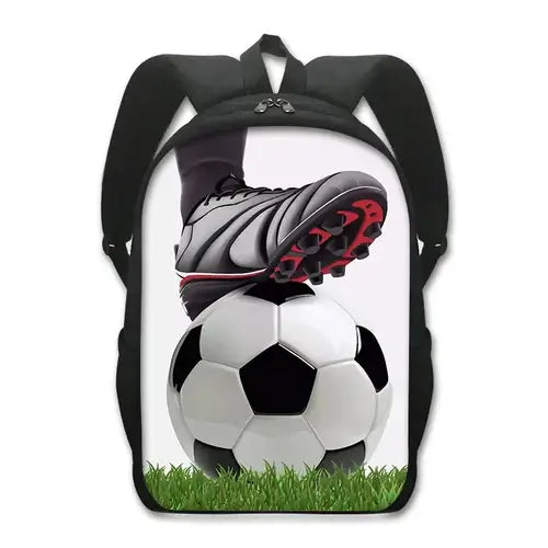 Cool Golden Soccer with Crown Print Backpack Football Sport Rucksack.