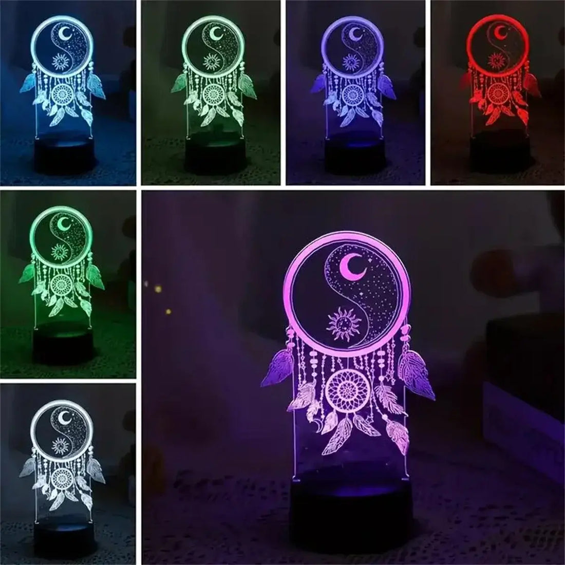 1pc Dream catcher 3D Night Light, 3D Optical Illusion Lamp With