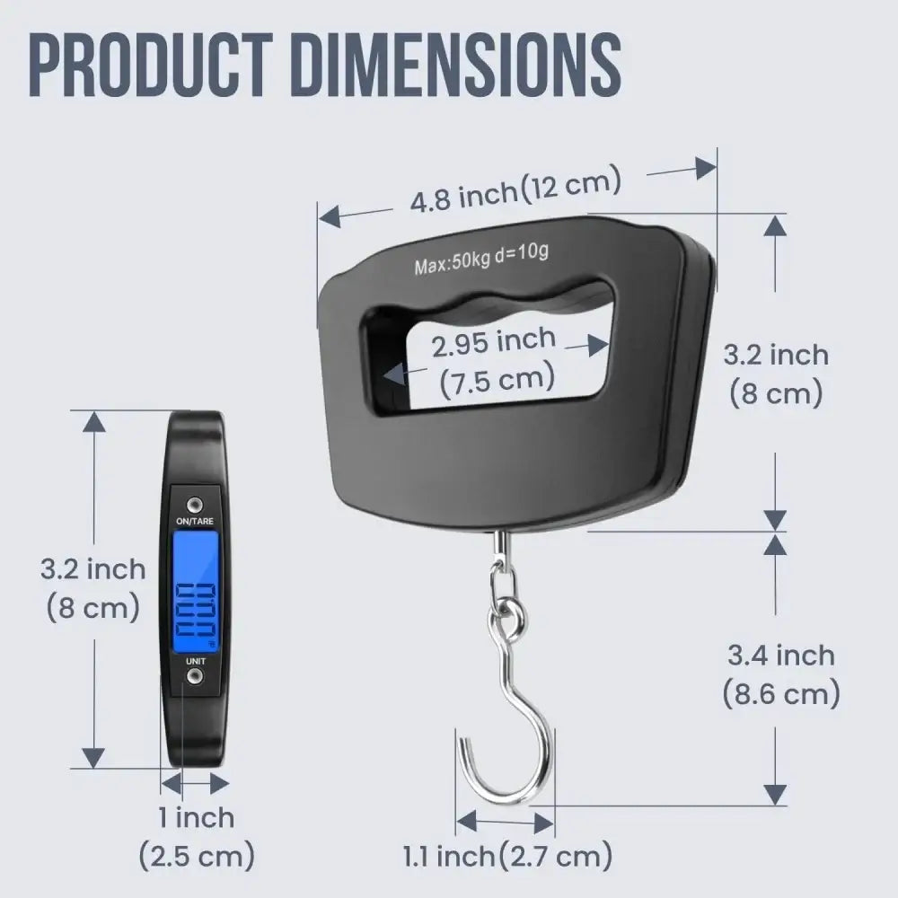 50Kg 10g Luggage Weight Scale, LCD Luggage Scale Travel Digital, Fish Scale, Home Electronic Portable Hanging Weight Hook Travel Luggage Scale
