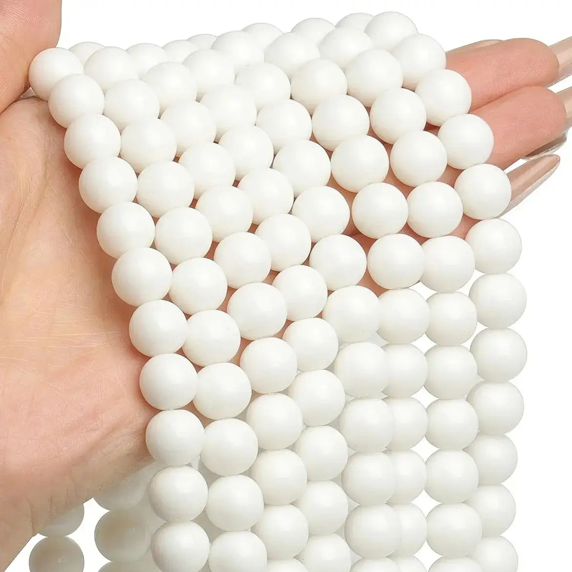 smooth white onyx beads