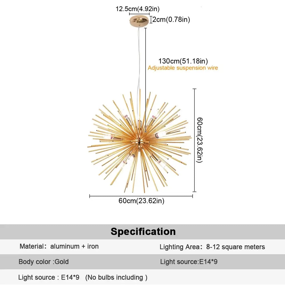 GreeLustr Gold Firework-Style LED Chandelier, 44 or 65 cm