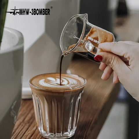 MHW-3BOMBER Double Spouts Espresso Measuring Cup with Handle Shot