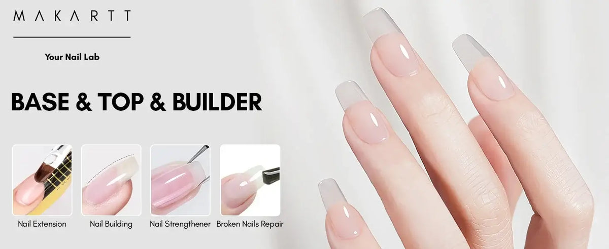 Makartt Clear Builder Gel, Base &amp; Top Coat Set, 3 × 8 ml