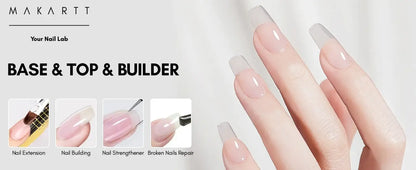 Makartt Clear Builder Gel, Base &amp; Top Coat Set, 3 × 8 ml