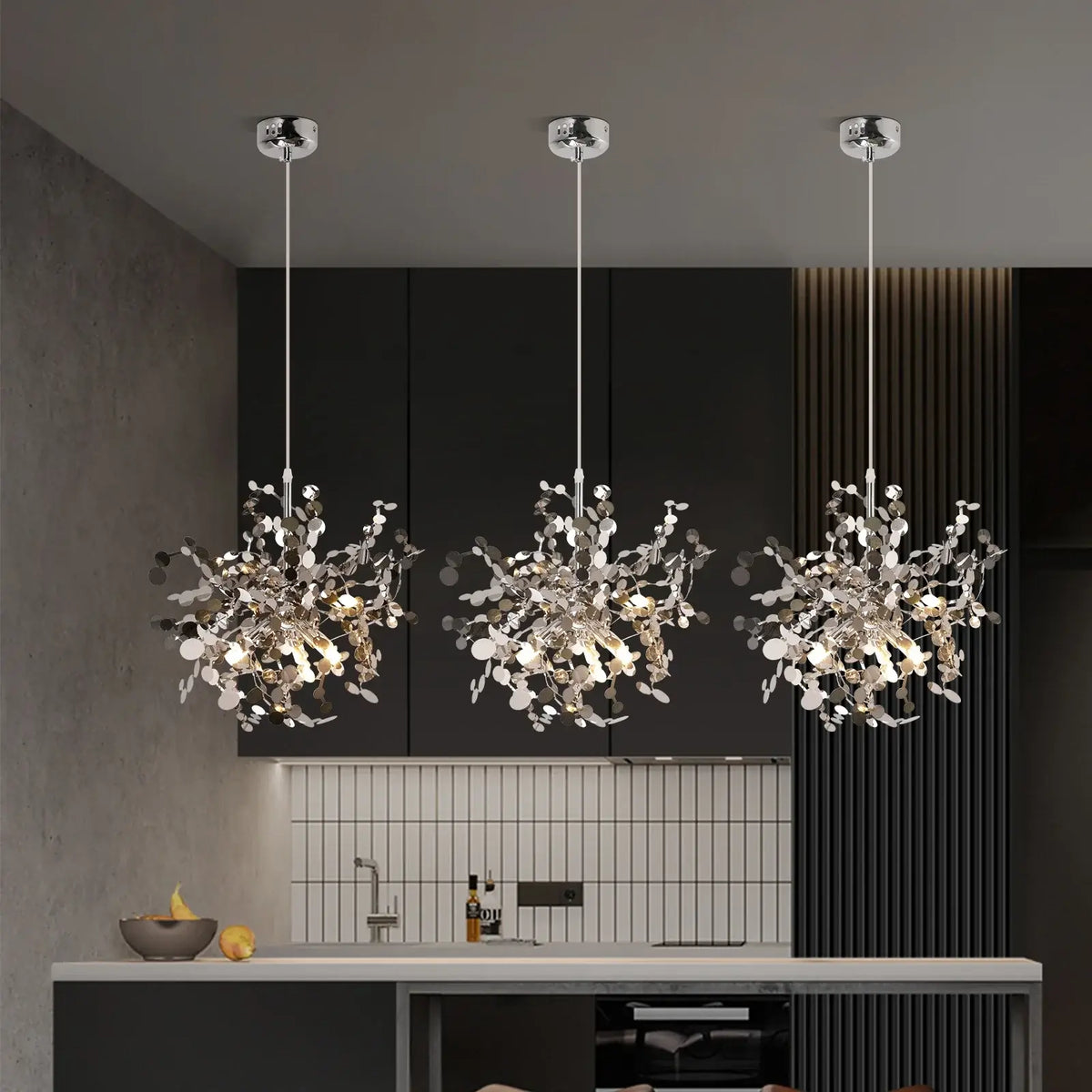 Modern Firework-Style Crystal LED Chandelier, Gold or Silver