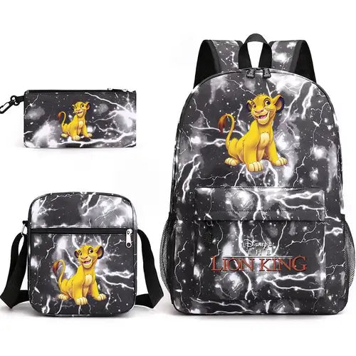 3Pcs Disney The Lion King Simba Bookbag Kids Backpack Boys Girls