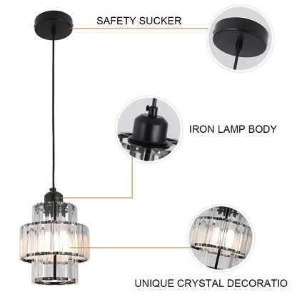 VETRULUS Crystal Pendant Light, Black or Gold