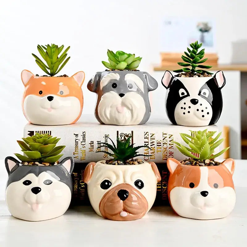 cute puppy succulent planter
