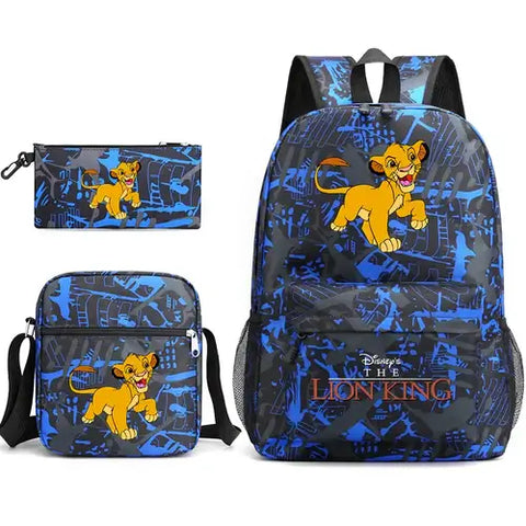 3Pcs Disney The Lion King Simba Bookbag Kids Backpack Boys Girls