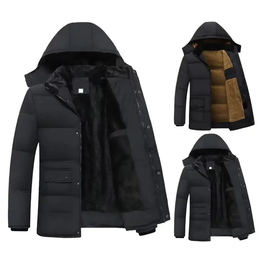 Mens Winter Cotton Jackets Mens Fashion Casual Slim Hooded Large Size