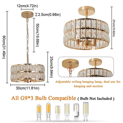 VETRULUS Crystal Pendant Light, Black or Gold