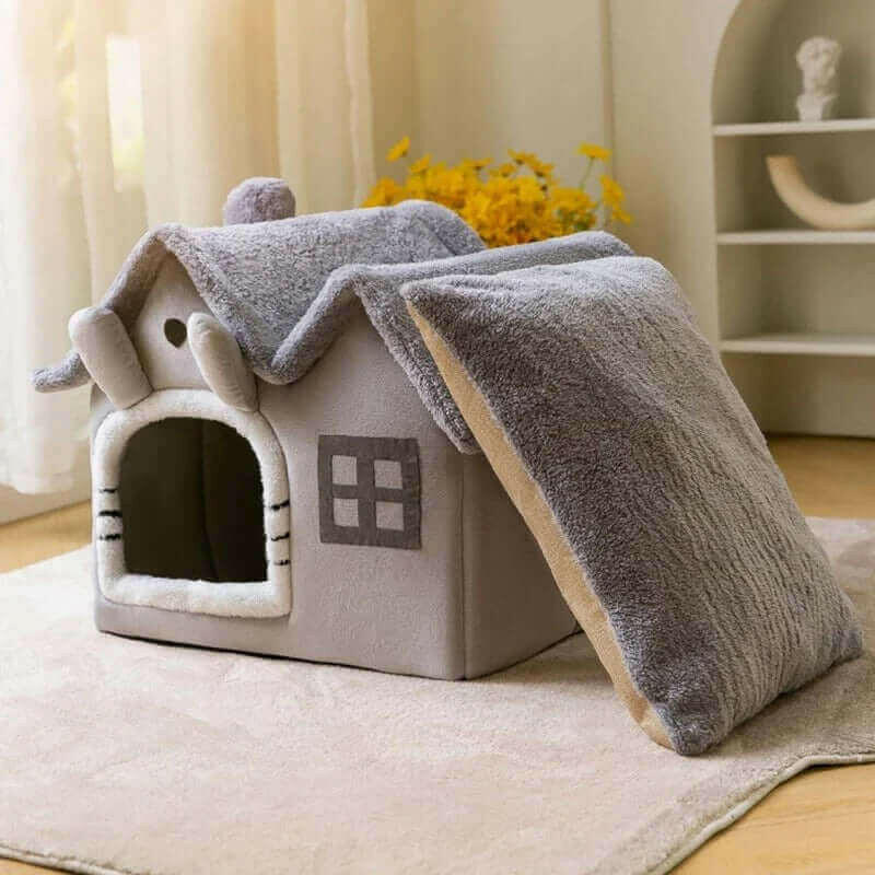 Removable Roof Plush Pet House.