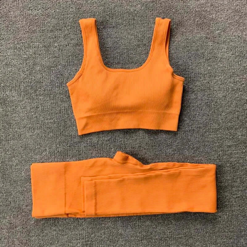 Women Seamless Yoga Set Gym Workout Clothes for Female Push Up Bra