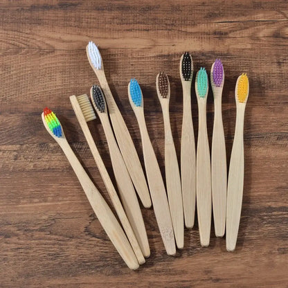 Bamboo World Adult Bamboo Toothbrushes - Set of 10