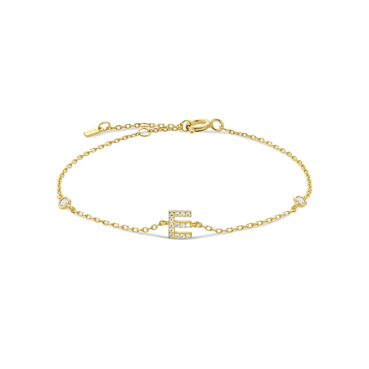 925 Sterling Silver Initial 26 Letters Alphabet Monogram Gold Name Bracelet Crystal CZ Zircon 2021 Fashionable Jewelry