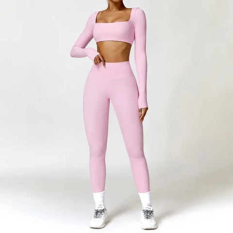 Women Tracksuit Yoga Set 2PCS Sportswear Workout Clothes Athletic Wear.