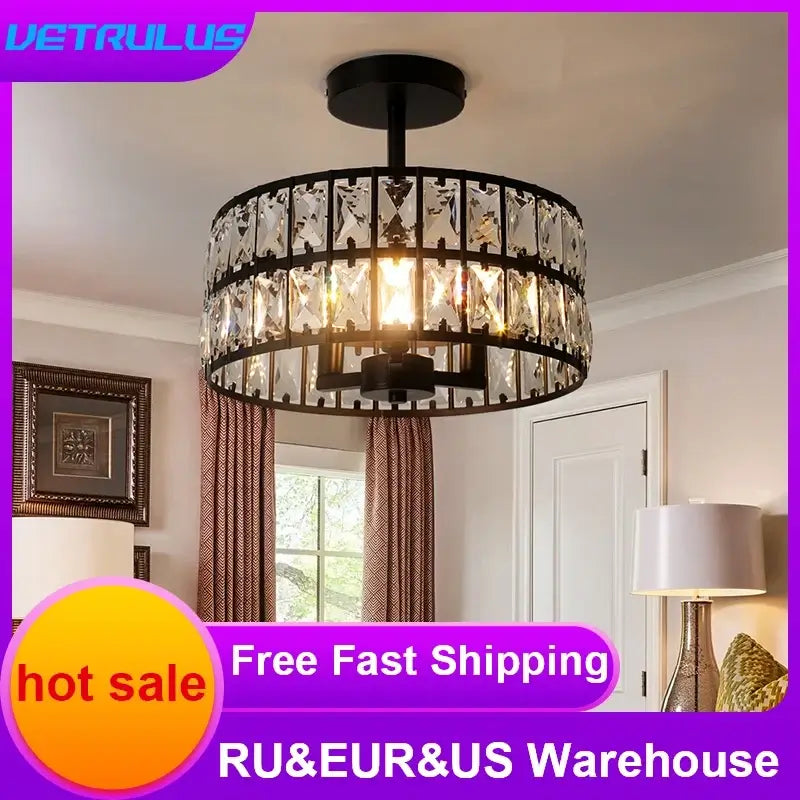 VETRULUS Crystal Pendant Light, Black or Gold