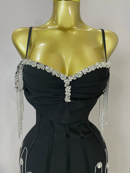 Elegant Black Backless Bodycon Dress for Parties