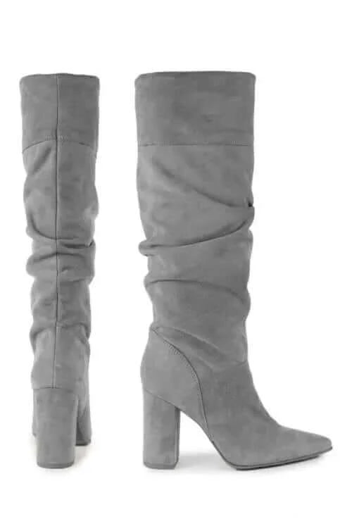 Women Boots 2023 Winter Designer Luxury Faux Suede Casual High Heels.