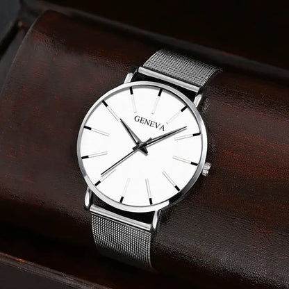 JIANUO Unisex Quartz Mesh-Strap Watch