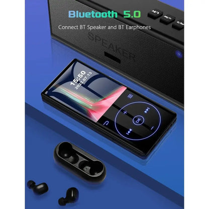 96GB MP3 Player with Bluetooth 5.0, HD Speaker 2.4" Screen Voice Recorder FM Radio, Supports 64GB, Includes Earphones &amp; TF Card