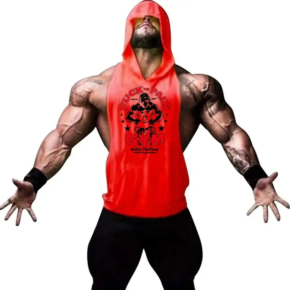 Men Bodybuilding Cotton Tank Top Gyms Fitness Hooded Vest Sleeveless Shirt Summer Casual Fashion Workout Gym Powerhouse Clothing