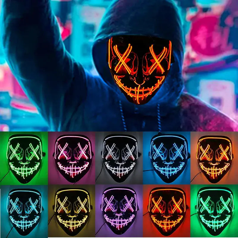 Poptrend Halloween Mask LED Light up Mask Scary mask for Festival Cosplay Halloween Costume Masquerade Parties Carnival Gift