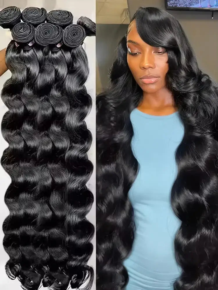 16A 38 40 Inch Body Wave Bundles Human Hair Brazilian Weaving Natural Black 4 5 Bundles Deal Virgin Hair Raw Hair Extensions