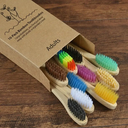 Bamboo World Adult Bamboo Toothbrushes - Set of 10