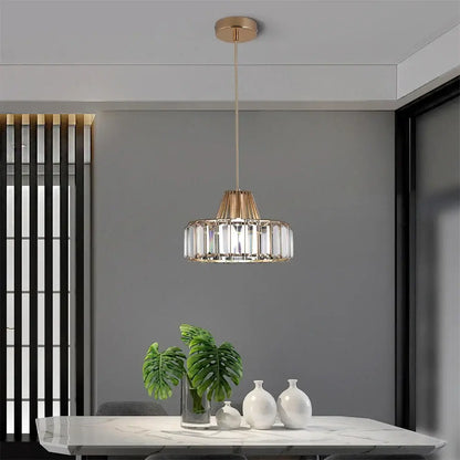 Modern Crystal Ceiling or Pendant Light, Black or Gold