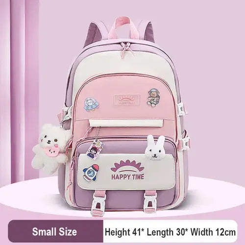 Large Capacity Cute Women Multi-Pocket Nylon Backpack Ins Junior High.