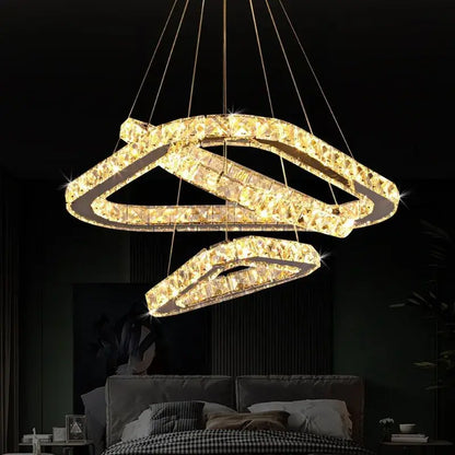 Modern Geometric Crystal LED Pendant Chandelier