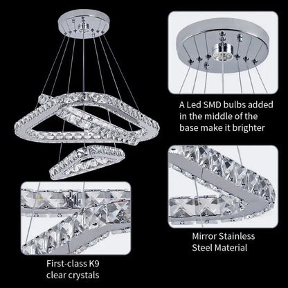 Modern Geometric Crystal LED Pendant Chandelier