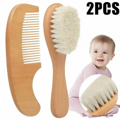 Newborn Baby Wool Wood Brush Comb Head Massage Tool Portable Baby Comb Bath Brush Comb，Special For Real Hair Wigs