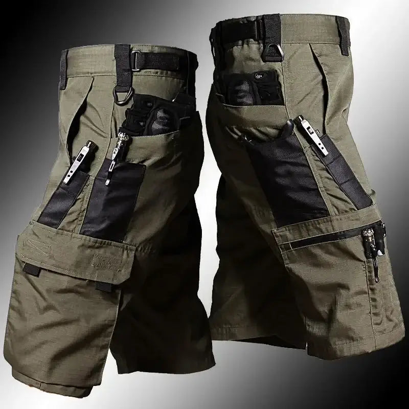 Mens Cargo Shorts Summer Tactical Cropped Trousers Outdoor Waterproof Multi-pocket Bermudas Pants Camo Ripstop Hiking