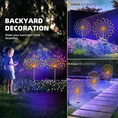1/2/4/6Pcs Solar Firework Light Waterproof Outdoor 8 Lighting Modes 90-200LED Fairy String Light Christmas Decor For Garden