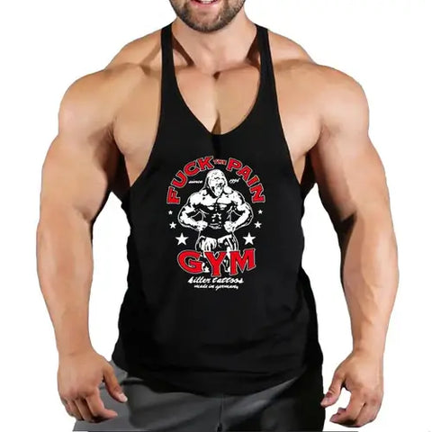 Brand Vest Muscle Fashion Gym Mens Back Tank Top Sleeveless Stringer.