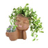 Girls Face Head Flower Planter Closed Eyes Figure Sculpture Resin