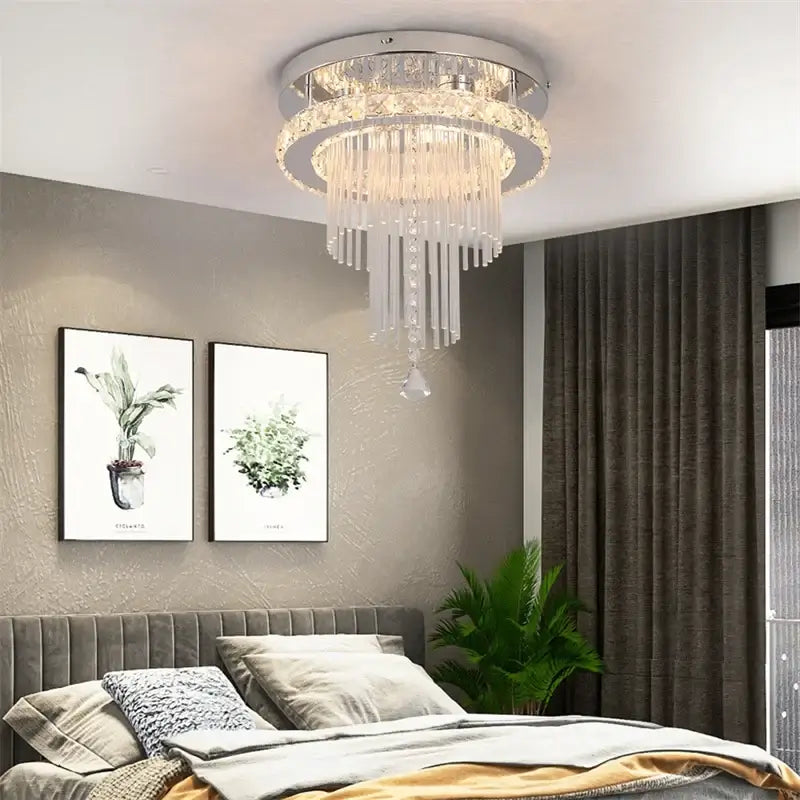 GreeLustr Round Crystal LED Ceiling Light, 30 cm