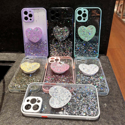 Buy 1 Get 1 Free Sequins Glitter Case with Love Stand for iPhone.